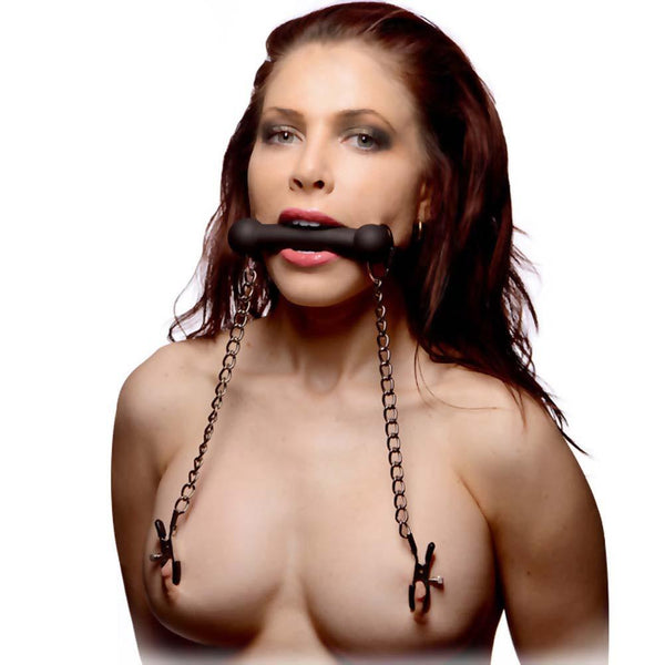 Equine Silicone Bit Gag with Nipple Clamps