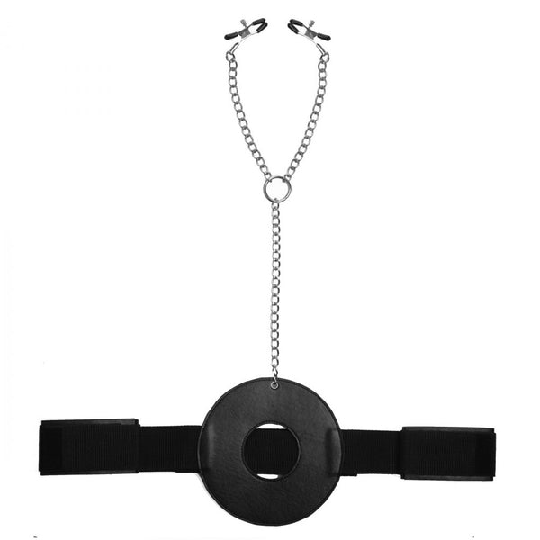 Master Series Detained Restraint System with Nipple Clamps - Extreme Toyz Singapore - https://extremetoyz.com.sg - Sex Toys and Lingerie Online Store