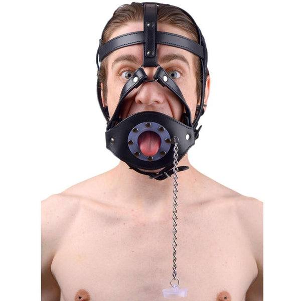 Plug It Up Leather Head Harness with Mouth Gag