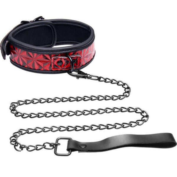Master Series Crimson Tied Collar with Leash - Extreme Toyz Singapore - https://extremetoyz.com.sg - Sex Toys and Lingerie Online Store