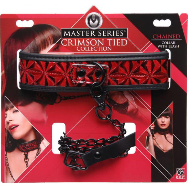 Master Series Crimson Tied Collar with Leash - Extreme Toyz Singapore - https://extremetoyz.com.sg - Sex Toys and Lingerie Online Store