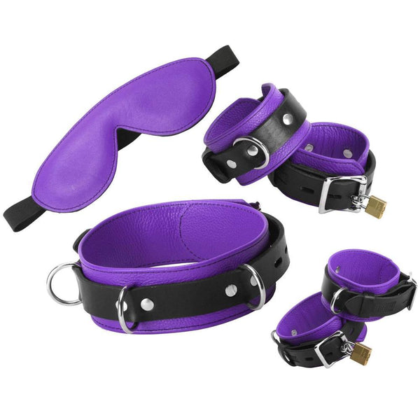 STRICT LEATHER Purple Premium Leather Bondage Essentials Kit - Extreme Toyz Singapore - https://extremetoyz.com.sg - Sex Toys and Lingerie Online Store - Bondage Gear / Vibrators / Electrosex Toys / Wireless Remote Control Vibes / Sexy Lingerie and Role Play / BDSM / Dungeon Furnitures / Dildos and Strap Ons  / Anal and Prostate Massagers / Anal Douche and Cleaning Aide / Delay Sprays and Gels / Lubricants and more...