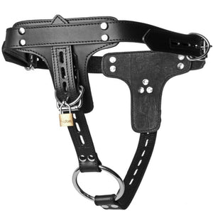 Strict Leather Premium Locking Leather Cock Ring and Anal Plug Harness - Extreme Toyz Singapore - https://extremetoyz.com.sg - Sex Toys and Lingerie Online Store