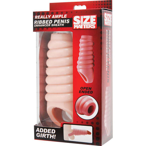 Size Matters Really Ample Ribbed Penis Enhancer Sheath - Extreme Toyz Singapore - https://extremetoyz.com.sg - Sex Toys and Lingerie Online Store