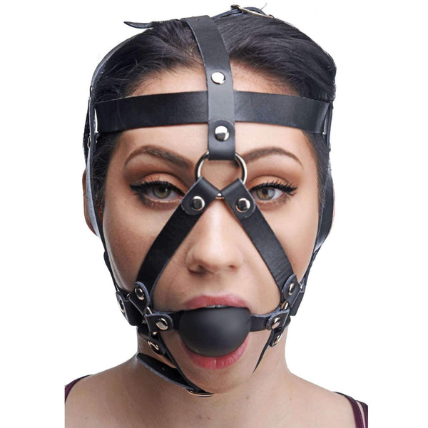 Master Series Hostage Leather Head Harness with Silicone Ball Gag -  Extreme Toyz Singapore - https://extremetoyz.com.sg - Sex Toys and Lingerie Online Store - Bondage Gear / Vibrators / Electrosex Toys / Wireless Remote Control Vibes / Sexy Lingerie and Role Play / BDSM / Dungeon Furnitures / Dildos and Strap Ons  / Anal and Prostate Massagers / Anal Douche and Cleaning Aide / Delay Sprays and Gels / Lubricants and more...