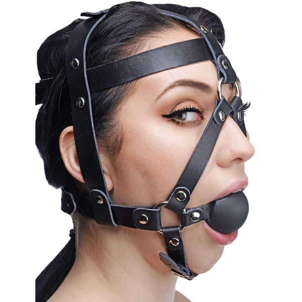  Leather Head Harness with Ball Gag