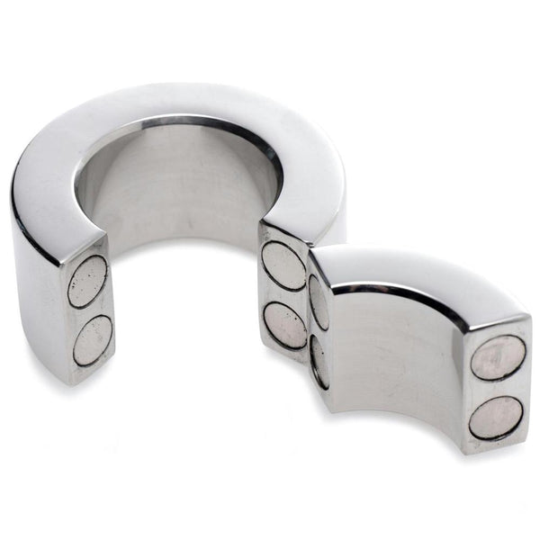 Master Series Magnetic Stainless Steel Ball Stretcher (2 Sizes Available) - Extreme Toyz Singapore - https://extremetoyz.com.sg - Sex Toys and Lingerie Online Store - Bondage Gear / Vibrators / Electrosex Toys / Wireless Remote Control Vibes / Sexy Lingerie and Role Play / BDSM / Dungeon Furnitures / Dildos and Strap Ons  / Anal and Prostate Massagers / Anal Douche and Cleaning Aide / Delay Sprays and Gels / Lubricants and more...