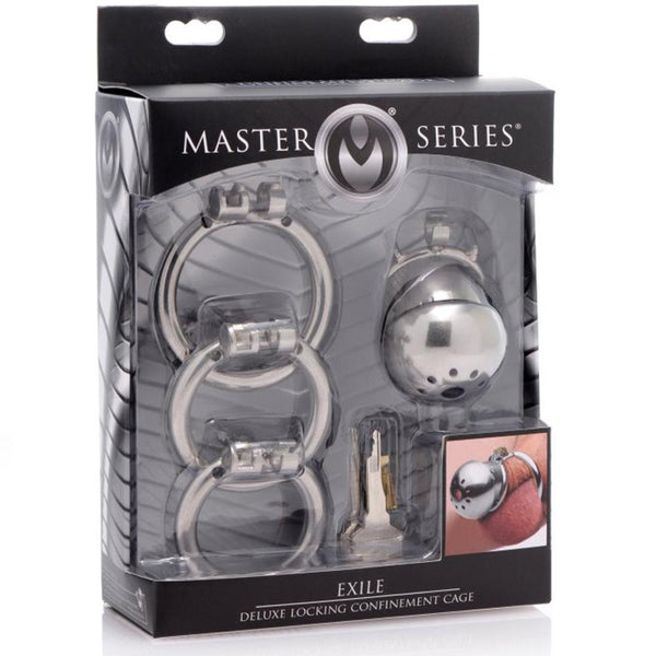 Master Series Exile Deluxe Locking Stainless Steel Confinement Cage - Extreme Toyz Singapore - https://extremetoyz.com.sg - Sex Toys and Lingerie Online Store