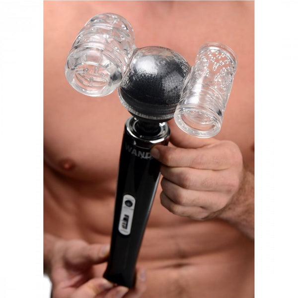 Wand Essentials Twin Turbo Strokers 2 in 1 Wand Attachment for Men - Extreme Toyz Singapore - https://extremetoyz.com.sg - Sex Toys and Lingerie Online Store