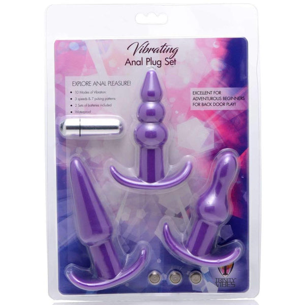 4 Piece Vibrating Anal Plug Set - Purple
