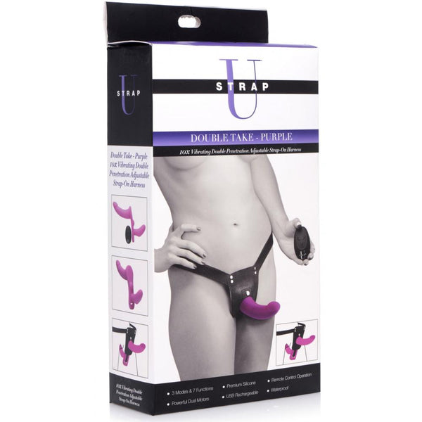 Strap U Double Take 10X Double Penetration Vibrating Strap-on Harness - Extreme Toyz Singapore - https://extremetoyz.com.sg - Sex Toys and Lingerie Online Store