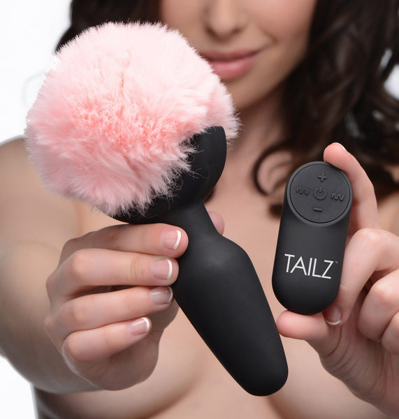 TAILZ Remote Control Vibrating Pink Bunny Tail Anal Plug Extreme Toyz Singapore