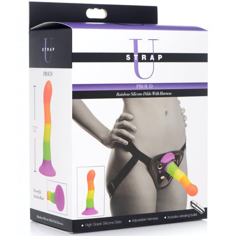 Strap U Proud Rainbow Silicone Dildo with Harness Set - Extreme Toyz Singapore - https://extremetoyz.com.sg - Sex Toys and Lingerie Online Store