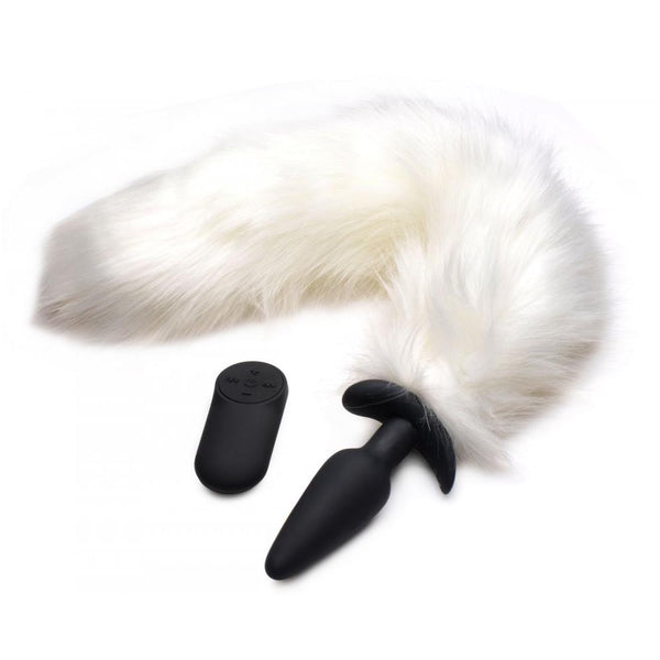 TAILZ White Fox Tail Slender Vibrating Anal Plug - Extreme Toyz Singapore - https://extremetoyz.com.sg - Sex Toys and Lingerie Online Store