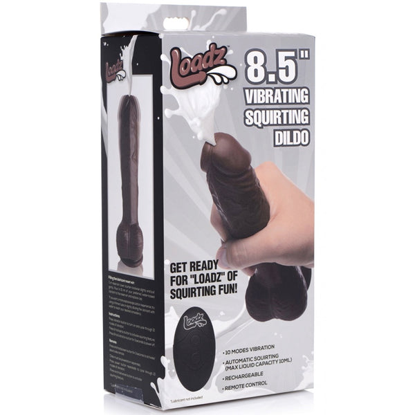 Loadz 8.5" Vibrating Squirting Dildo with Remote Control - Dark - Extreme Toyz Singapore - https://extremetoyz.com.sg - Sex Toys and Lingerie Online Store