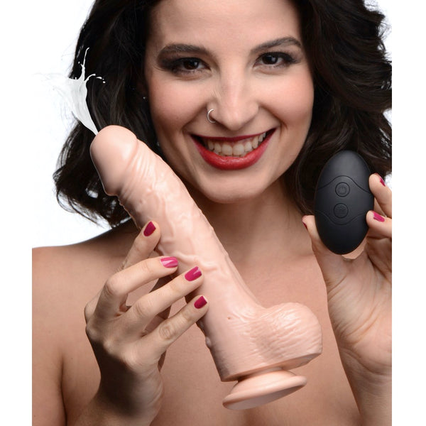 Loadz 8.5" Vibrating Squirting Dildo with Remote Control - Light - Extreme Toyz Singapore - https://extremetoyz.com.sg - Sex Toys and Lingerie Online Store