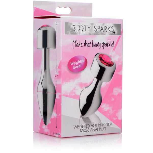 Booty Sparks Hot Pink Gem Weighted Anal Plug - Extreme Toyz Singapore - https://extremetoyz.com.sg - Sex Toys and Lingerie Online Store