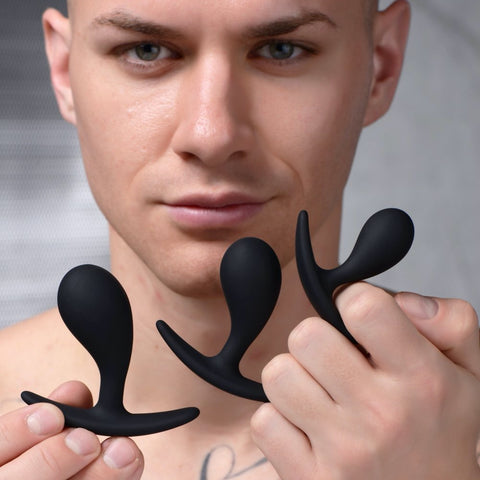 Master Series Dark Droplets 3 Piece Curved Silicone Anal Trainer Set - Extreme Toyz Singapore - https://extremetoyz.com.sg - Sex Toys and Lingerie Online Store