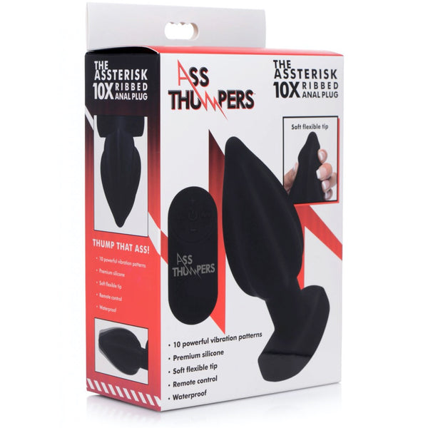 Ass Thumpers The Assterisk 10X Ribbed Silicone Remote Control Rechargeable Vibrating Butt Plug - Extreme Toyz Singapore - https://extremetoyz.com.sg - Sex Toys and Lingerie Online Store