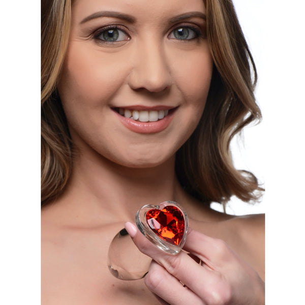 Booty Sparks Red Heart Gem Glass Anal Plug - Extreme Toyz Singapore - https://extremetoyz.com.sg - Sex Toys and Lingerie Online Store