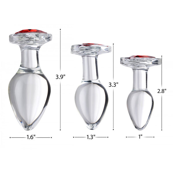 Booty Sparks Red Heart Gem Glass Anal Plug Set - Extreme Toyz Singapore - https://extremetoyz.com.sg - Sex Toys and Lingerie Online Store