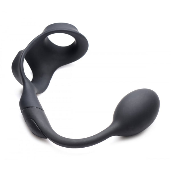 Alpha-Pro 10X P-Bomb Rechargeable Silicone Cock and Ball Ring with Vibrating Anal Plug - Extreme Toyz Singapore - https://extremetoyz.com.sg - Sex Toys and Lingerie Online Store
