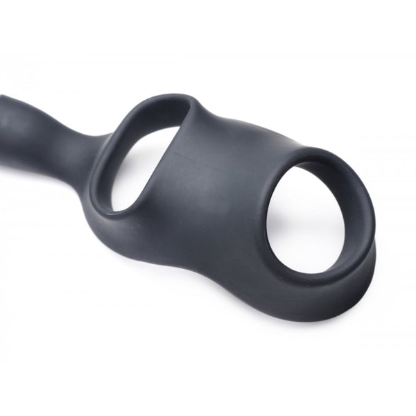 Alpha-Pro 10X P-Bomb Rechargeable Silicone Cock and Ball Ring with Vibrating Anal Plug - Extreme Toyz Singapore - https://extremetoyz.com.sg - Sex Toys and Lingerie Online Store