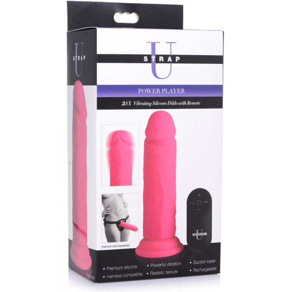 Strap U Power Player 28X Vibrating Silicone Dildo with Remote (3 Colours Available) - Extreme Toyz Singapore - https://extremetoyz.com.sg - Sex Toys and Lingerie Online Store