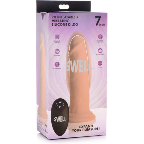 SWELL 7X Inflatable and Vibrating Remote Control Silicone Dildo (7") - Extreme Toyz Singapore - https://extremetoyz.com.sg - Sex Toys and Lingerie Online Store
