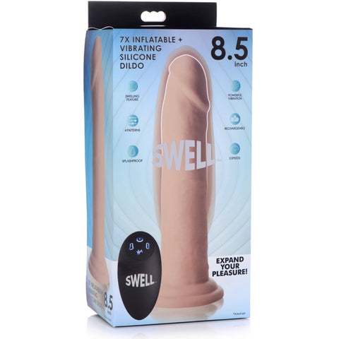 SWELL 7X Inflatable and Vibrating Remote Control Silicone Dildo - 8.5 Inch - Extreme Toyz Singapore - https://extremetoyz.com.sg - Sex Toys and Lingerie Online Store