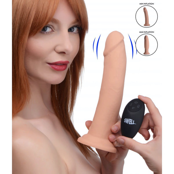 SWELL 7X Inflatable and Vibrating Remote Control Silicone Dildo - 8.5 Inch - Extreme Toyz Singapore - https://extremetoyz.com.sg - Sex Toys and Lingerie Online Store