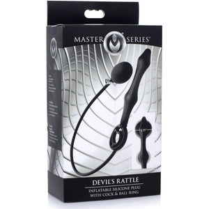Master Series Devils Rattle Inflatable Silicone Anal Plug with Cock and Ball Ring - Extreme Toyz Singapore - https://extremetoyz.com.sg - Sex Toys and Lingerie Online Store