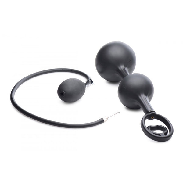 Master Series Devils Rattle Inflatable Silicone Anal Plug with Cock and Ball Ring - Extreme Toyz Singapore - https://extremetoyz.com.sg - Sex Toys and Lingerie Online Store