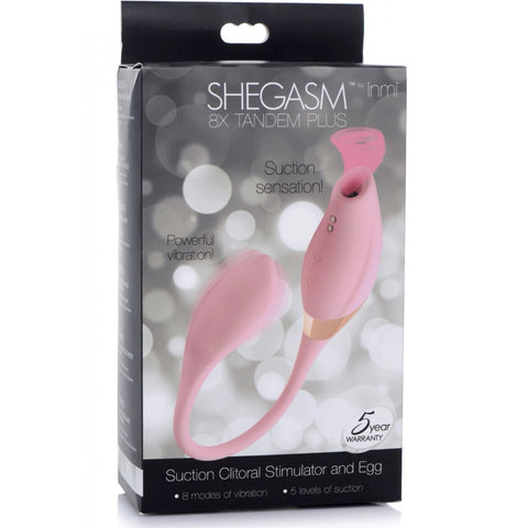 Inmi Shegasm 8X Tandem Plus Silicone Suction Rechargeable Clitoral Stimulator and Egg - Extreme Toyz Singapore - https://extremetoyz.com.sg - Sex Toys and Lingerie Online Store