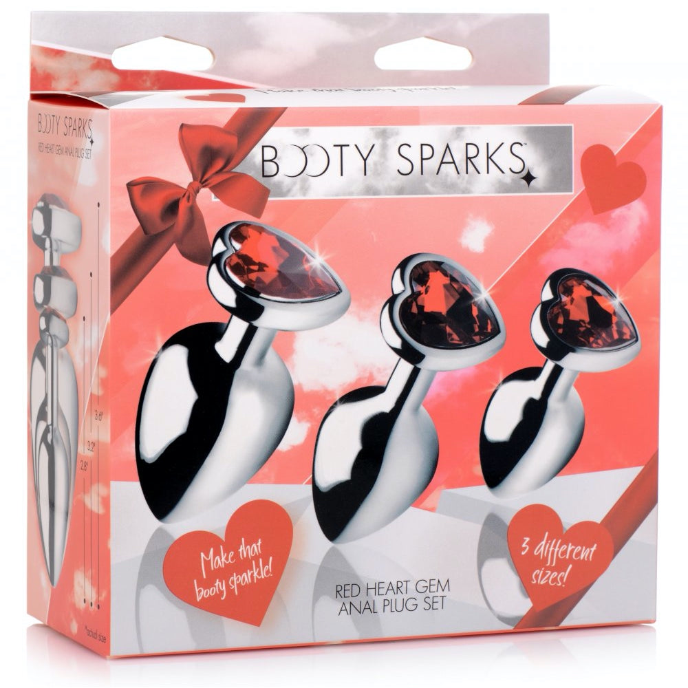Booty Sparks Red Heart Gem Anal Plug Set - Extreme Toyz Singapore - https://extremetoyz.com.sg - Sex Toys and Lingerie Online Store