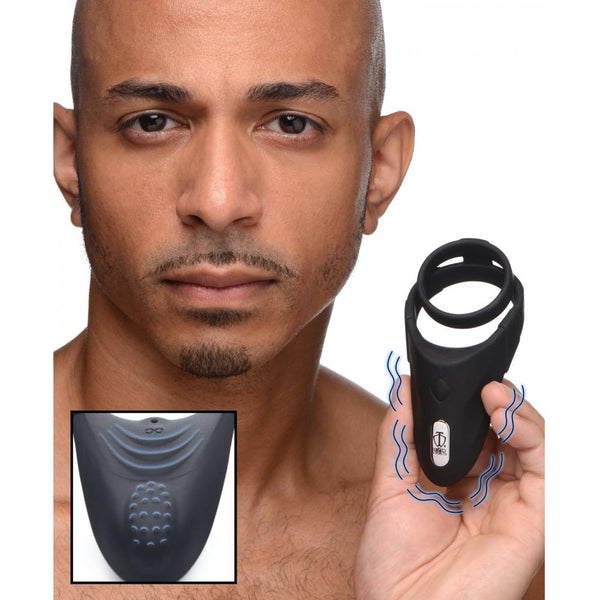 Trinity for Men 10X Rechargeable Silicone Cock Ring with Vibrating Taint Stimulator - Extreme Toyz Singapore - https://extremetoyz.com.sg - Sex Toys and Lingerie Online Store