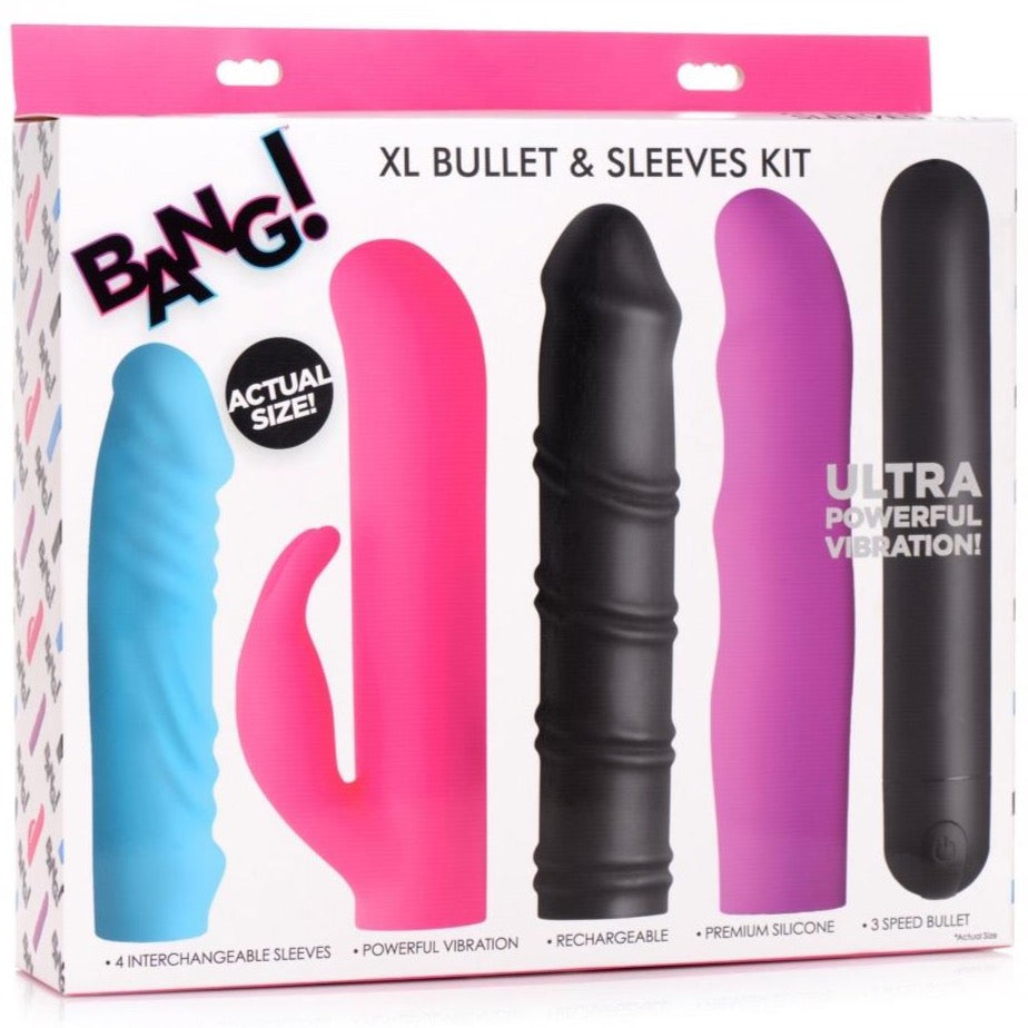 Bang! 4-In-1 XL Silicone Bullet and Sleeves Rechargeable Kit - Extreme Toyz Singapore - https://extremetoyz.com.sg - Sex Toys and Lingerie Online Store