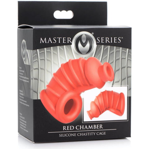 Master Series Red Chamber Silicone Chastity Cage - Extreme Toyz Singapore - https://extremetoyz.com.sg - Sex Toys and Lingerie Online Store