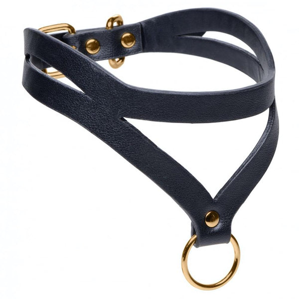 Master Series Bondage Baddie Black and Gold Collar with O-Ring - Extreme Toyz Singapore - https://extremetoyz.com.sg - Sex Toys and Lingerie Online Store