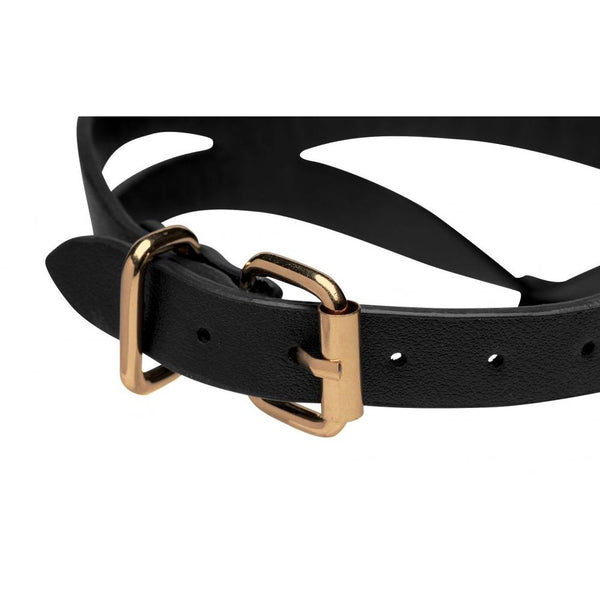 Master Series Bondage Baddie Black and Gold Collar with O-Ring - Extreme Toyz Singapore - https://extremetoyz.com.sg - Sex Toys and Lingerie Online Store