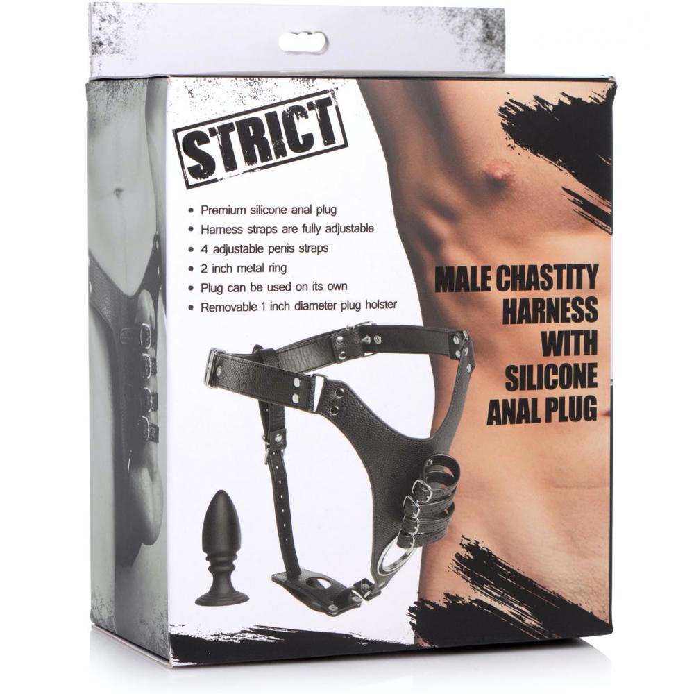 STRICT Male Chastity Harness with Silicone Anal Plug - Extreme Toyz Singapore - https://extremetoyz.com.sg - Sex Toys and Lingerie Online Store