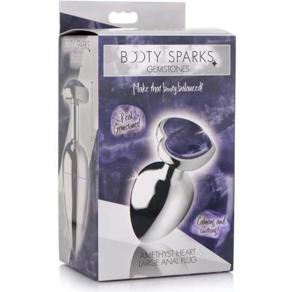 Booty Sparks Genuine Amethyst Gemstone Heart Anal Plug (3 Sizes Available) - Extreme Toyz Singapore - https://extremetoyz.com.sg - Sex Toys and Lingerie Online Store