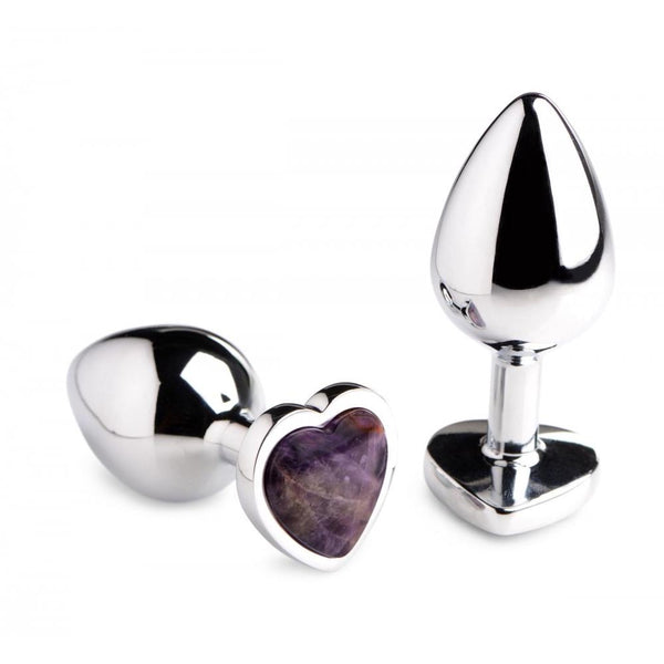 Booty Sparks Genuine Amethyst Gemstone Heart Anal Plug (3 Sizes Available) - Extreme Toyz Singapore - https://extremetoyz.com.sg - Sex Toys and Lingerie Online Store