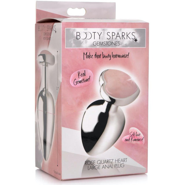 Booty Sparks Authentic Rose Quartz Gemstone Heart Anal Plug (3 Sizes Available) - Extreme Toyz Singapore - https://extremetoyz.com.sg - Sex Toys and Lingerie Online Store