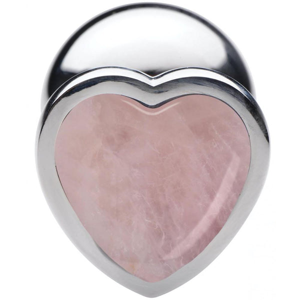 Booty Sparks Authentic Rose Quartz Gemstone Heart Anal Plug (3 Sizes Available) - Extreme Toyz Singapore - https://extremetoyz.com.sg - Sex Toys and Lingerie Online Store