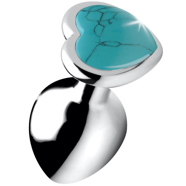 Booty Sparks Authentic Turquoise Gemstone Heart Anal Plug (3 Size Available) - Extreme Toyz Singapore - https://extremetoyz.com.sg - Sex Toys and Lingerie Online Store
