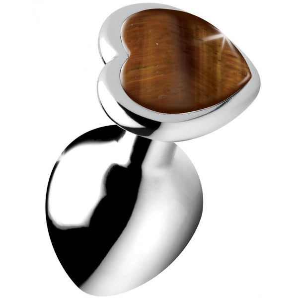 Booty Sparks Authentic Tigers Eye Gemstone Heart Anal Plug (3 Sizes Available) - Extreme Toyz Singapore - https://extremetoyz.com.sg - Sex Toys and Lingerie Online Store