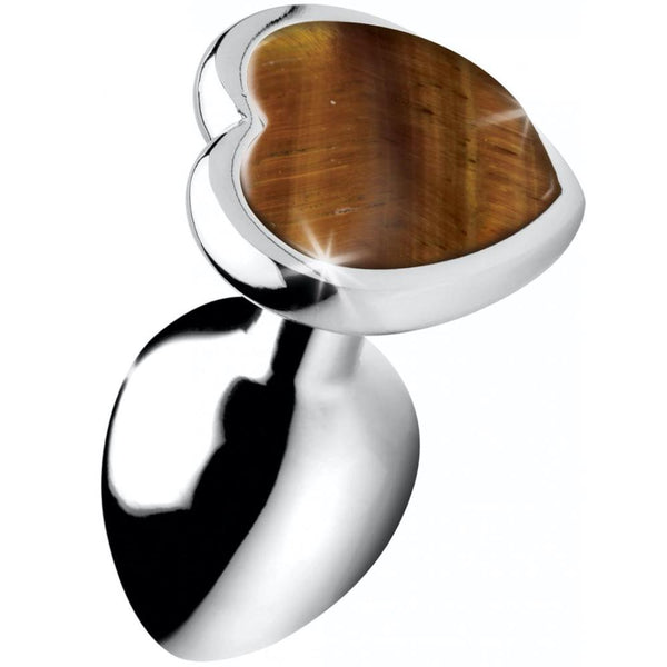Booty Sparks Authentic Tigers Eye Gemstone Heart Anal Plug (3 Sizes Available) - Extreme Toyz Singapore - https://extremetoyz.com.sg - Sex Toys and Lingerie Online Store