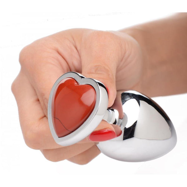 Booty Sparks Authentic Red Jasper Gemstone Heart Anal Plug (3 Sizes Available) - Extreme Toyz Singapore - https://extremetoyz.com.sg - Sex Toys and Lingerie Online Store