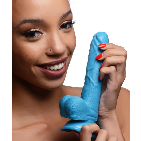 Pop Peckers 6.5" Dildo with Balls - Blue - Extreme Toyz Singapore - https://extremetoyz.com.sg - Sex Toys and Lingerie Online Store